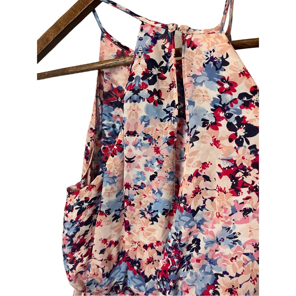 PARKER 100% SILK FLORAL CRISS CROSS FRONT STRAPPY FLOWY DRESS SIZE MEDIUM - Picture 10 of 16